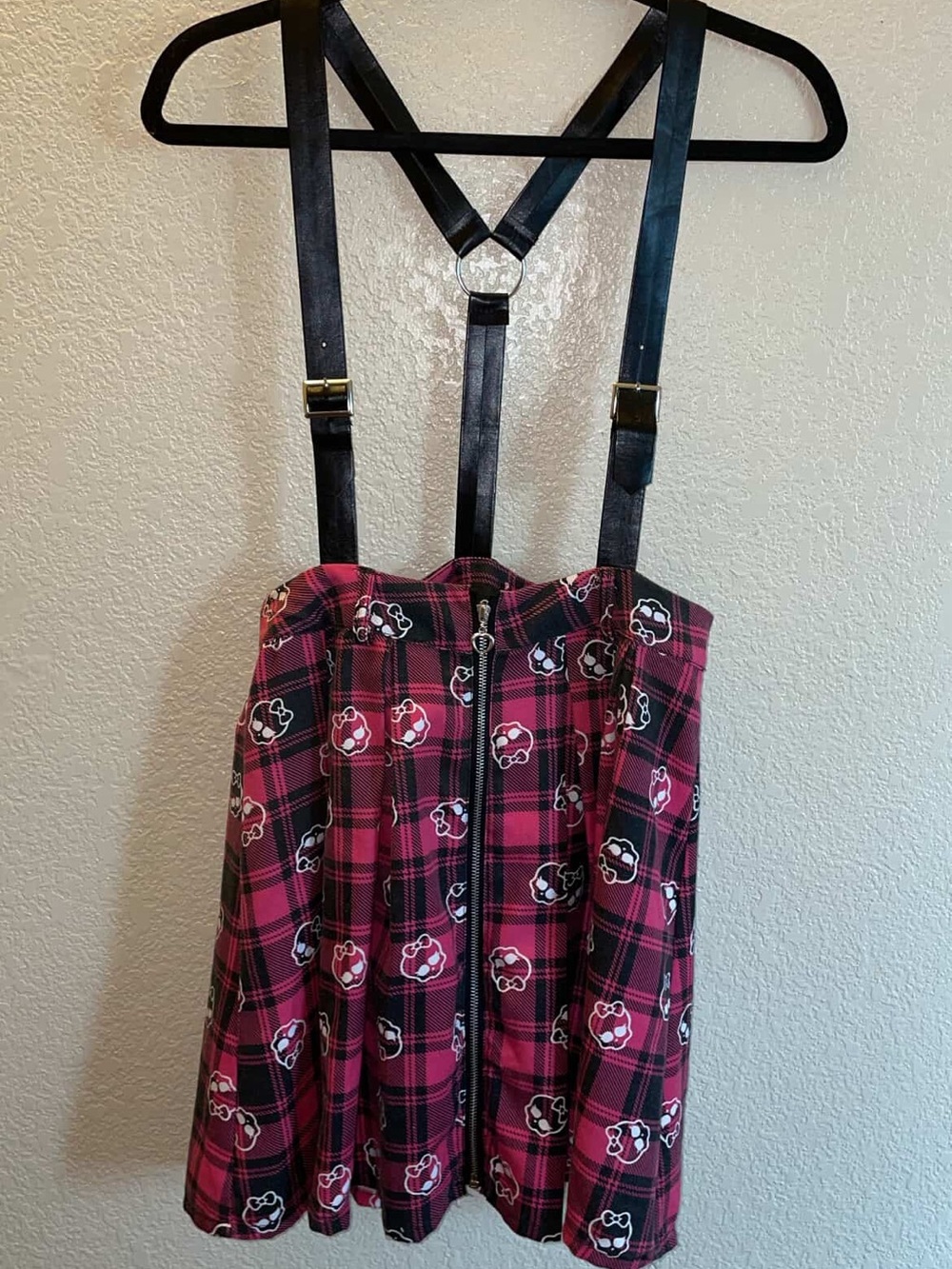 Official Monster High Pink Plaid Suspender Skirt - Hot Topic